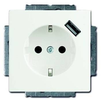 Abb Basic 55 2CKA002011A6193 Розетка c USB (16 А, под рамку, шторки, с/у, з/к, альпийский-белый) ABB 2CKA002011A6193