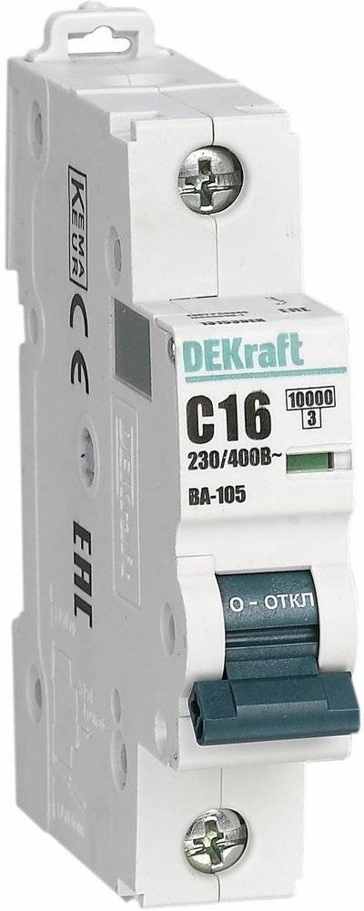Dekraft ВА-105 13153DEK Автоматический выключатель однополюсный 16А (10 кА, C) DEKraft 13153DEK