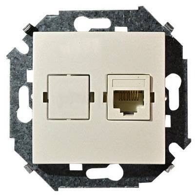 Simon 15 1591563-031 Розетка компьютерная (RJ45, cat.6a, AMP, FTP, под рамку, скрытая установка, слоновая кость) Simon 1591563-031