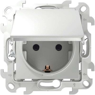 Simon 24 Harmonie Push&Go 2420448-030 Розетка одиночная (16 А, з/к, шторки, крышка, под рамку, скрытая установка, белая) Simon 2420448-030