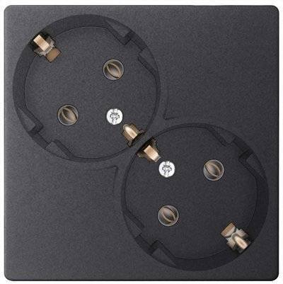 Simon 24 Harmonie Standard Hook 2450459-038 Розетка двойная (16 А, з/к, под рамку, скрытая установка, графит) Simon 2450459-038