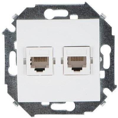 Simon 15 1591552-031 Розетка компьютерная (2хRJ45, cat.5e, AMP, под рамку, скрытая установка, слоновая кость) Упаковка (20 шт.) Simon 1591552-031