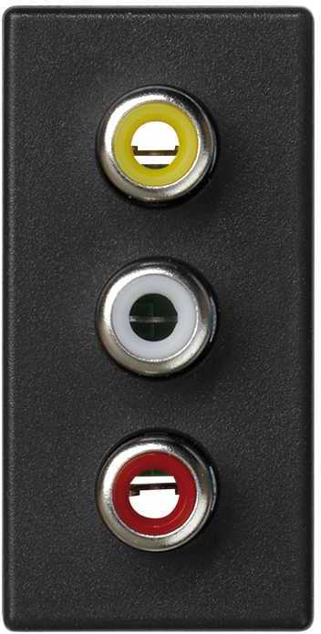 Simon Connect K105B-14 Розетка AV (1 модуль, 3хRCA, под рамку, скрытая установка, графит) Simon K105B-14
