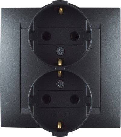 Simon 15 1590459-038 Розетка двойная (16 А, з/к, в сборе, скрытая установка, графит) Упаковка (16 шт.) Simon 1590459-038