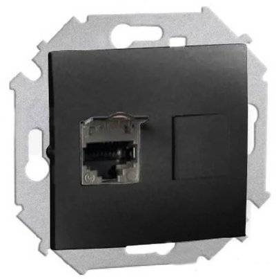 Simon 15 1591563-038 Розетка компьютерная (RJ45, cat.6a, AMP, FTP, под рамку, скрытая установка, графит) Simon 1591563-038