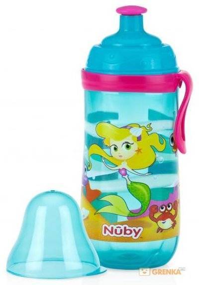 Nuby Поильник Nuby Pop up з колпачком, 360 мл, бирюзовый (1250aquamrmaid) 1250aquamrmaid