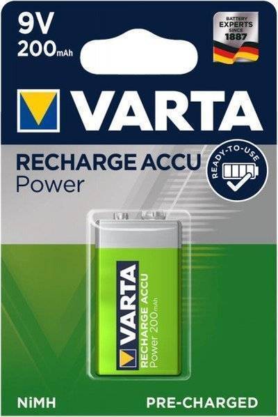 Varta Аккумулятор Varta Rechargeable ACCU 6F22 9V Bli 1 Ni-Mh (56722101401) 9V 200 мАч Ni-Mh Ready To Use, 1 шт. 56722101401