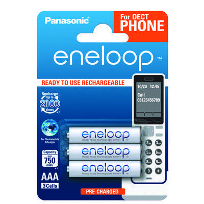 Panasonic Аккумулятор Panasonic Eneloop AAA 3BP Ni-Mh Dect Series, 3 шт. (BK-4MCCE/3DE) BK-4MCCE/3DE 84887 BK-4MCCE/3DE