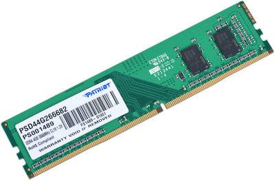 Patriot Модуль памяти PATRIOT DDR4 - 4Гб 2666, DIMM, Ret PSD44G266682 