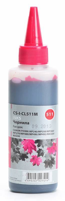 CACTUS Чернила Cactus CS-I-CL511M (100 мл) пурпурный для Canon PIXMA MP240, MP250, MP260, MP270, MP480 845568