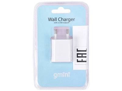 Gmini Сетевое зарядное устройство Gmini GM-WC-197-2USB 2.1/1А белый GM-WC-197-2USB