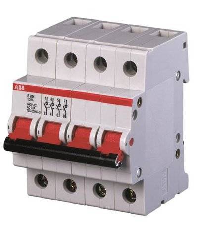 Abb 2CDE284001R0100 Рубильник 4пол E204r 100A рычаг крас ABB 2CDE284001R0100