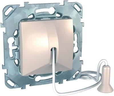 Schneider electric Unica MGU5.226.25ZD Выключатель со шнуром (10 А, под рамку, без фиксации, скрытая установка, бежевый) Упаковка (10 шт.) Schneider Electric MGU5.226.25ZD