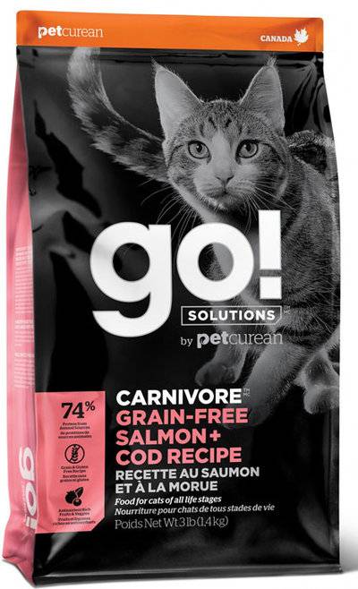 GO! Сухой корм для кошек Go! Carnivore GF Salmon + Cod Recipe 1,36 кг 