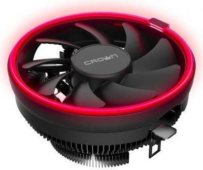 Crown CROWN Кулер для процессора CM-1150PWM RED (Сокет AM4 Ready, 115X, 775, TDP до 115 Ватт, коннектор 4pin PWM, Красная подсветка, Размер: 126(L)*126(W)*70(H)мм) CM-1150PWM RED