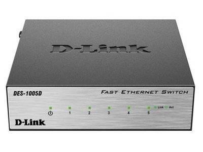 D-Link Коммутатор D-LINK DES-1005D/O2A/O2B неуправляемый 5 портов 10/100Mbps DES-1005D/O2A