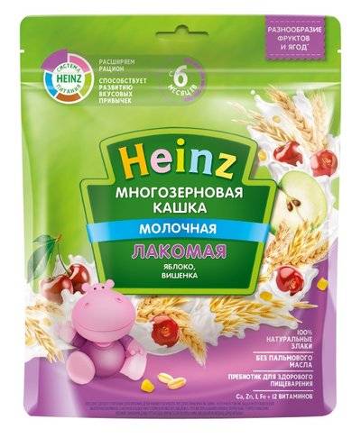Heinz Кашка Heinz Лакомая многозерновая: яблоко и вишенка, 170гр 76014432