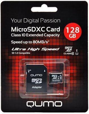 Qumo Micro SecureDigital 128Gb QUMO QM128GMICSDXC10U3 {MicroSDXC Class 10 UHS-I, SD adapter} Micro SecureDigital