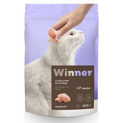 WINNER Корм для кошек Winner для пожилых курица сух. 400г 