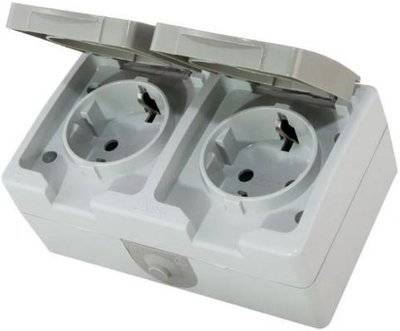 Tdm Розетка TDM SQ1803-0008 двойная 2П+3 горизонтальная открытой установки IP54 16А вуокса SQ1803-0008