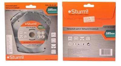Sturm Диск пильный твердосплавный STURM! 9020-185-20-24T 185x20x24 зубьев с переход. кольцом на 16мм 9020-185-20-24T