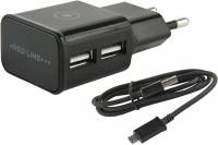 Red Line Сетевое зарядное устройство Red Line 2 USB, 2.1A Black + micro USB Black (УТ000012253) 