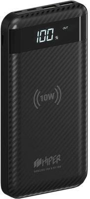 HIPER Аккумулятор HIPER Внешний аккумулятор HIPER SX10000 Li-Pol 10000 mAh LED Screen QC+PD+QI 3A+3A+2.4A 2xUSB 1xType-C черный Wireless SX10000