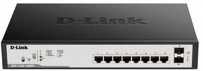 D-Link Коммутатор D-LINK DGS-1100-10MPP/C1A Настраиваемый коммутатор EasySmart с 8 портами 10/100/1000Base-T и 2 портами 1000Base-X SFP (порты 1–8 с поддержк DGS-1100-10MPP/C1A