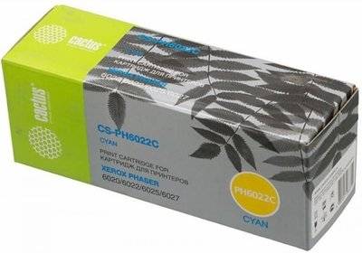 CACTUS Картридж Cactus CS-PH6022C 106R02760 для Xerox Phaser 6020/6022/WC6025/6027 голубой 1000стр CS-PH6022C