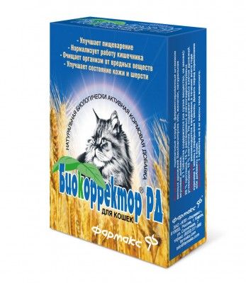 НПП ФАРМАКС Биодобавка для кошек НПП ФАРМАКС БИОКОРРЕКТОР РД для улучшения работы ЖКТ 60таб 