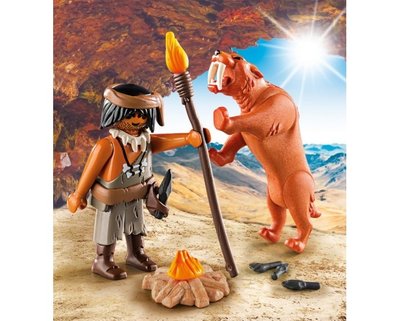 Playmobil Конструктор Playmobil Экстра-набор Пещерный человек с саблезубым тигром 9442pm