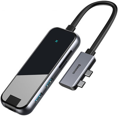 Baseus USB-концентратор Baseus (CAHUB-FZ0G) 2xUSB-C (Space Gray) Multifunctional Hub CAHUB-FZ0G
