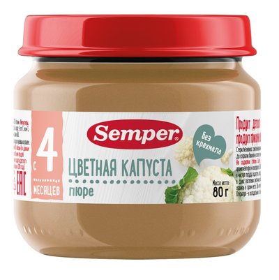 Semper Пюре Semper Цветная капуста, 80гр 24784-80