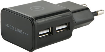 Red Line Сетевое зарядное устройство Red Line 2 USB (модель NT-2A) 2.1A черный 