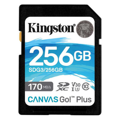 Kingston Карта памяти SDXC UHS-I U3 KINGSTON Canvas Go! Plus 256 ГБ, 170 МБ/с, Class 10, , 1 шт. SDG3/256GB 