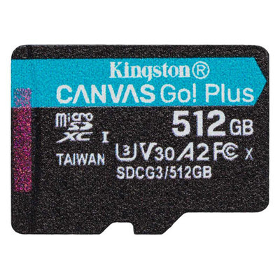 Kingston Карта памяти microSDXC UHS-I U3 KINGSTON Canvas Go! Plus 512 ГБ, 170 МБ/с, Class 10, , 1 шт. SDCG3/512GBSP 