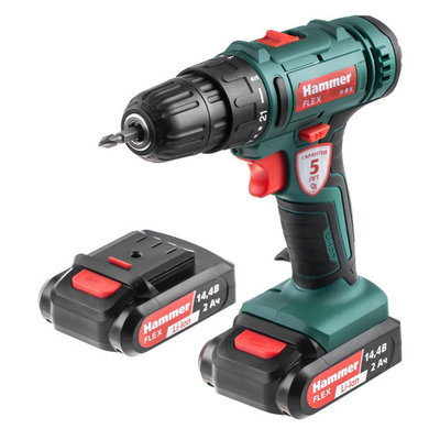 Hammer Дрель-шуруповерт HAMMER Flex ACD14BS, 2Ач, с двумя аккумуляторами [680328] 680328