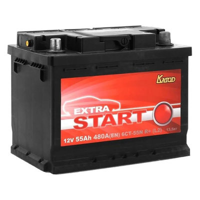 КАТОД EXTRA START Аккумлятор автом. Катод Extra Start Extra Start 55Aч 480A (6СТ-55N R+ (L2)) 6СТ-55N R+ (L2)