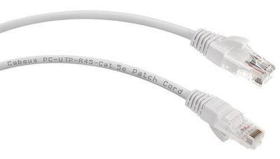 Cabeus Кабель патч-корд UTP 5e кат. 0,3м. Cabeus PC-UTP-RJ45-Cat.5e-0.3m-WH 