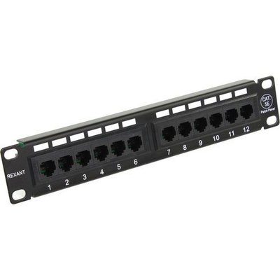 Rexant Патч-панель 19, 12xRJ45, UTP, Кат. 5е Rexant 04-0025 
