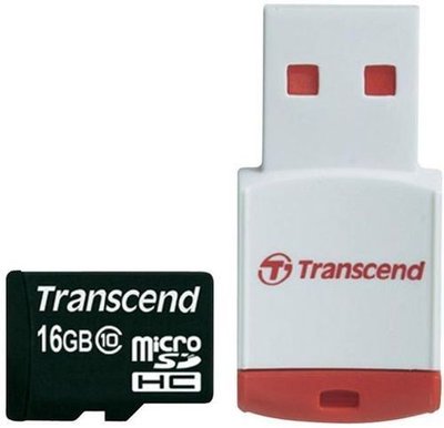 Transcend Карта памяти 16GB Transcend microSDHC Class 10 (USB ридер P3) TS16GUSDHC10-P3 