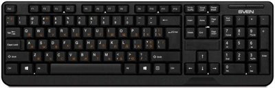 SVEN Клавиатура Wireless Sven SV-018238 чёрная, 2.4 GHz, 104кл, 1*ААА в компл. KB-C2200W SV-018238