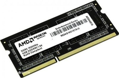 Amd Модуль памяти SODIMM DDR3 4GB AMD 1600MHz, PC3-12800, CL11, 1.5V, Non-ECC, Retail R534G1601S1S-U 