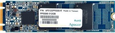 Apacer Накопитель SSD M.2 2280 Apacer PPSS80 512GB SATA 6Gb/s 3D TLC 540/490MB/s IOPS 75K/68K MTBF 2M RTL AP512GPPSS80-R 