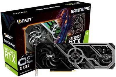 Palit Видеокарта PCI-E Palit 8GB GDDR6 256bit 8nm 1500/14000MHz HDMI/3*DP GeForce RTX 3070 GamingPro OC (NE63070S19P2-1041A) NE63070S19P2-1041A