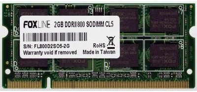 Foxline Модуль памяти SODIMM DDR2 2GB Foxline PC2-6400 800MHz CL5 1.8V (128*8) FL800D2S05-2G, FL800D2S5-2G 