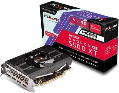 Sapphire Видеокарта PCI-E Sapphire 8GB GDDR6 128bit 7nm 1685/14000MHz HDMI/3*DP Radeon RX 5500 XT Pulse 11295-08-20G