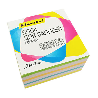Silwerhof Упаковка блоков для записей SILWERHOF Стандарт 90х90х45 ассорти 24 шт./кор. 701029 