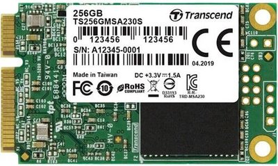 Transcend Накопитель SSD mSATA Transcend MSA230S 256GB SATA3 3D TLC TS256GMSA230S 