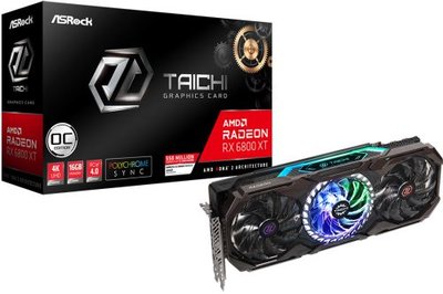 AsRock Видеокарта PCI-E ASRock 16GB GDDR6 256bit 7nm 1925/16000MHz USB-C/HDMI/2*DP Radeon RX 6800 XT Taichi X OC (RX6800XT TCX 16GO) RX6800XT TCX 16GO